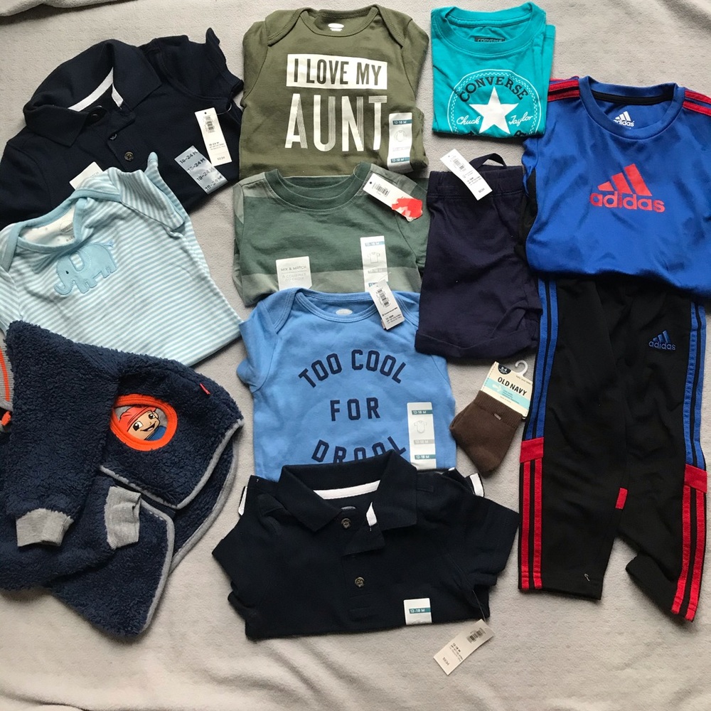 Bundle of toddler clothes, most with tag, all new